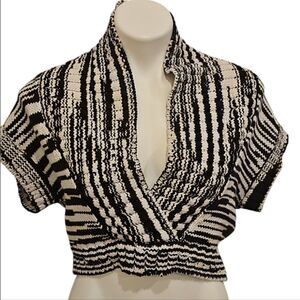 Etcetera Cropped  Black and White Knit Crop Sweater.